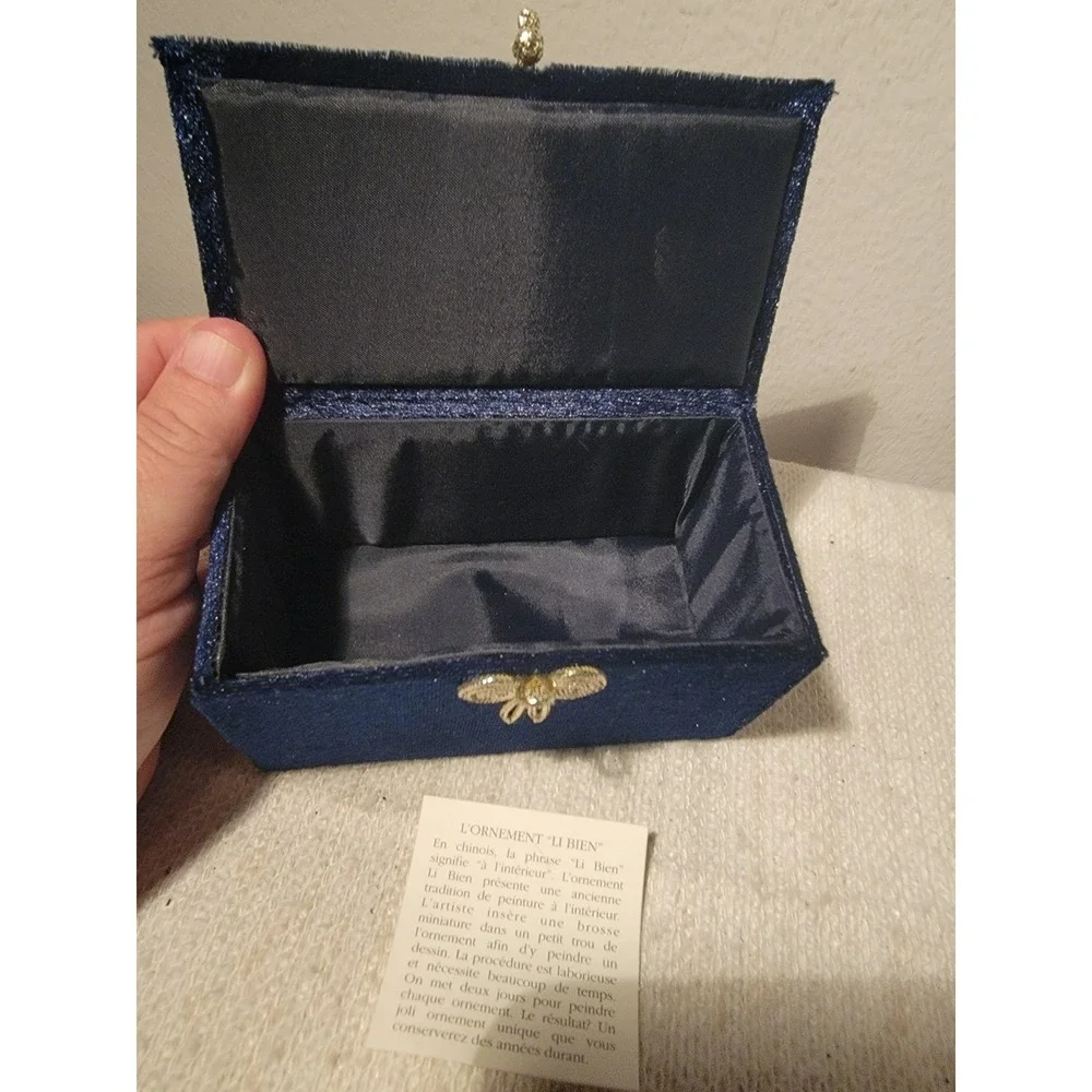 Li Bien Hand Painted Glass Ornament Original Box 1999‎ Angel W/ Harp